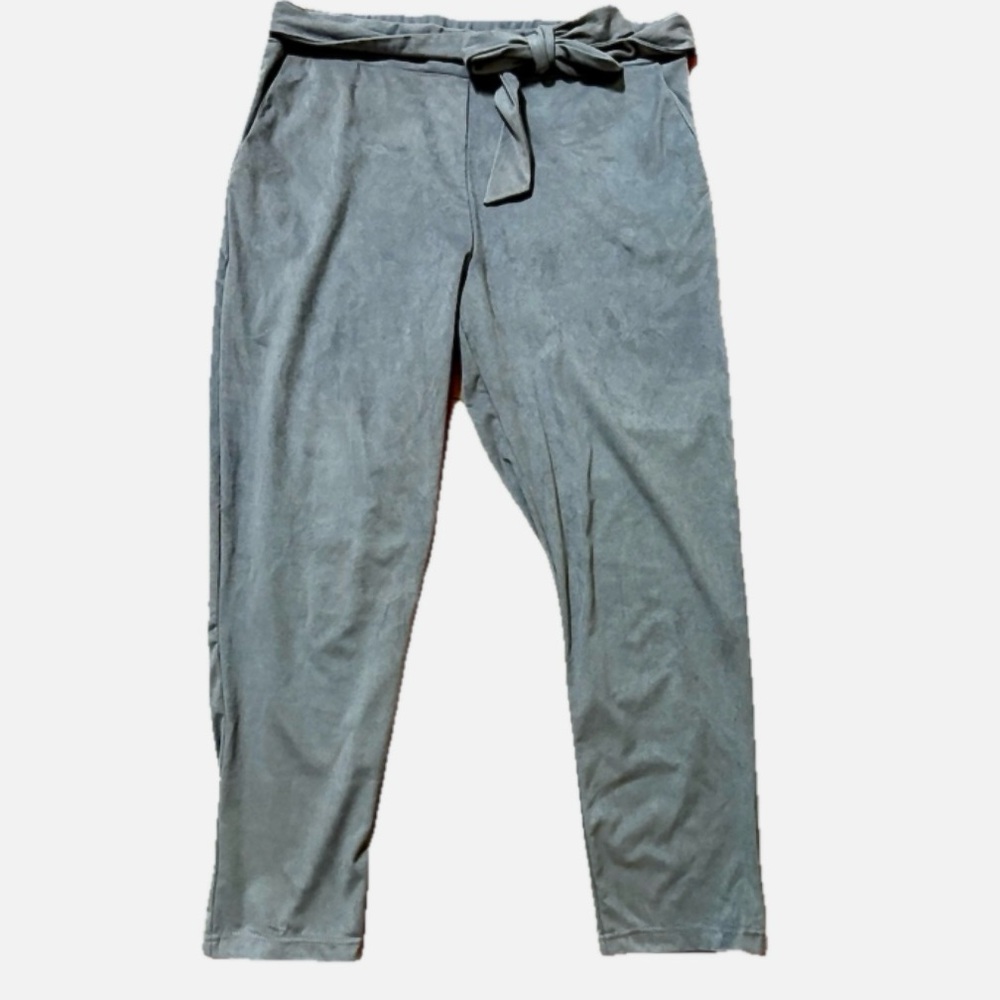 Buttery Soft Bow Accent Comfy Gray Work Pant